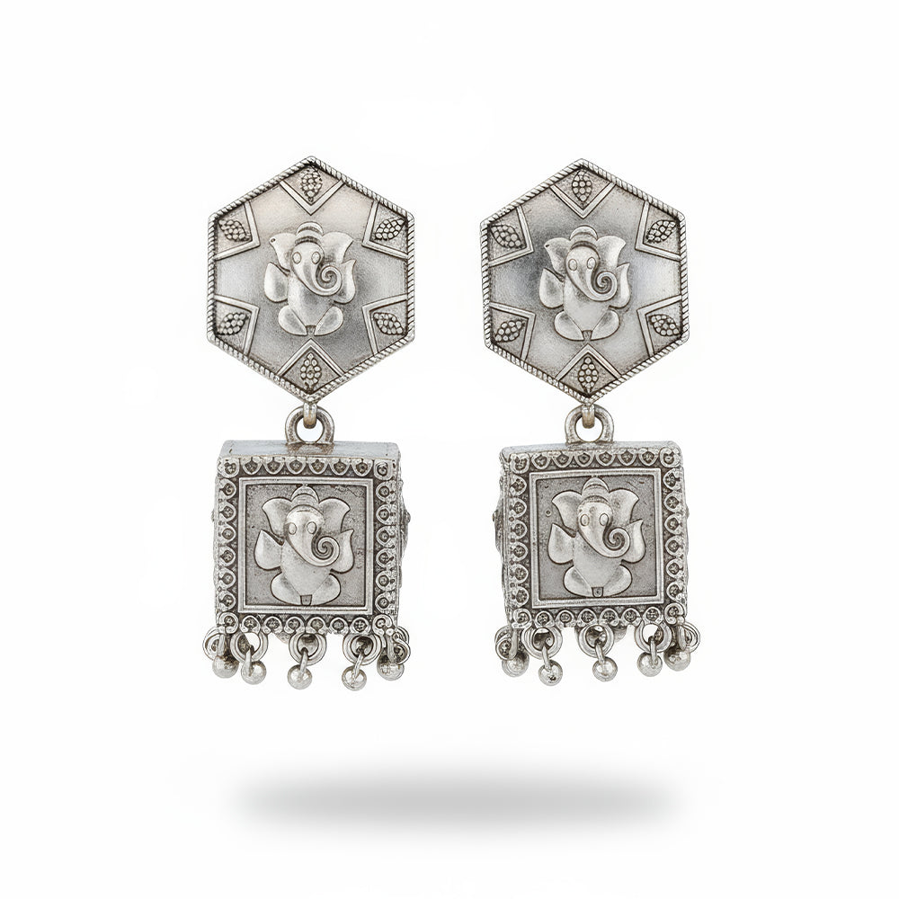 JS Fashion Oxidised Silver Antique Style Earrings for Women | Grocsy