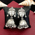JS Fashion Antique Style Oxidised Silver Polish Jhumka Earrings for Women & Girls | Grocsy