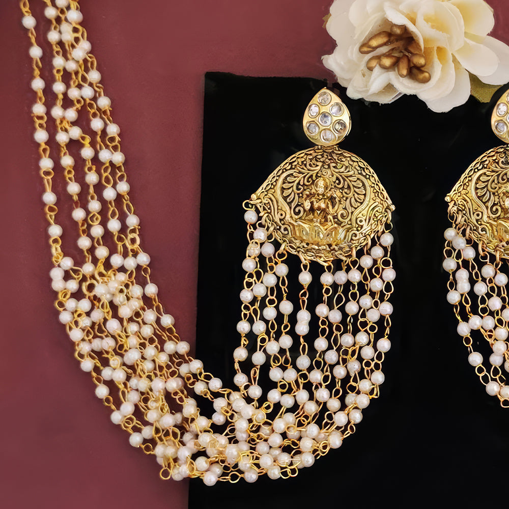 JS Fashion Laxmi Design Temple Jewellery Kaan Chain Earrings for Women | Grocsy
