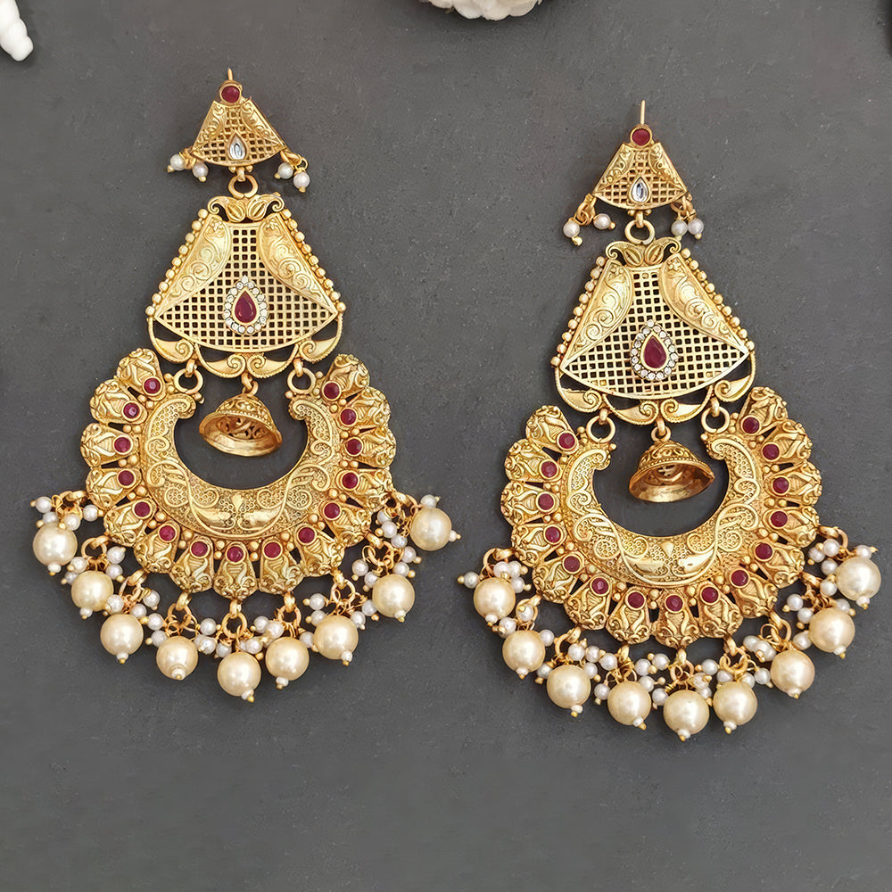 JS Fashion Designer Rajwadi Polish Antique Long Earrings for Women | Grocsy