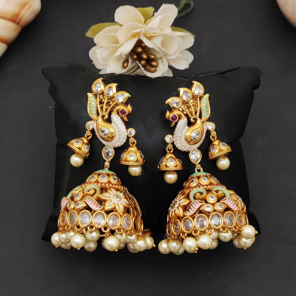 JS Fashion Peacock Kemp Jhumka Earrings for Women | Grocsy