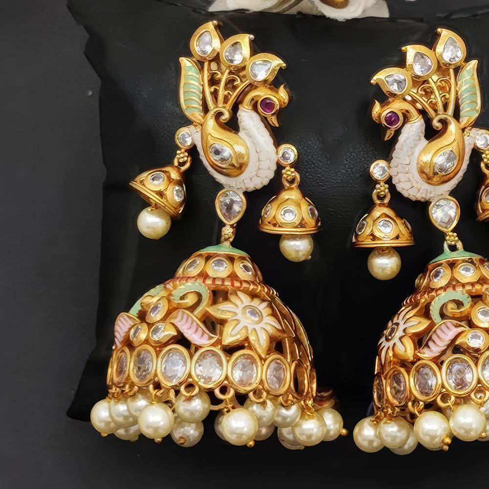 JS Fashion Peacock Kemp Jhumka Earrings for Women | Grocsy