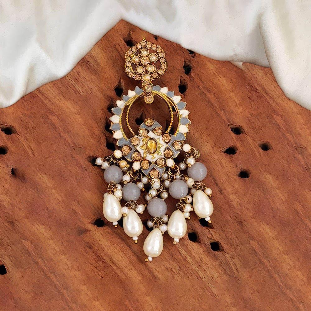 JS Fashion Designer Mehendi Polish Antique Earrings – Fancy Traditional Party Wear Jewelry for Women | Grocsy