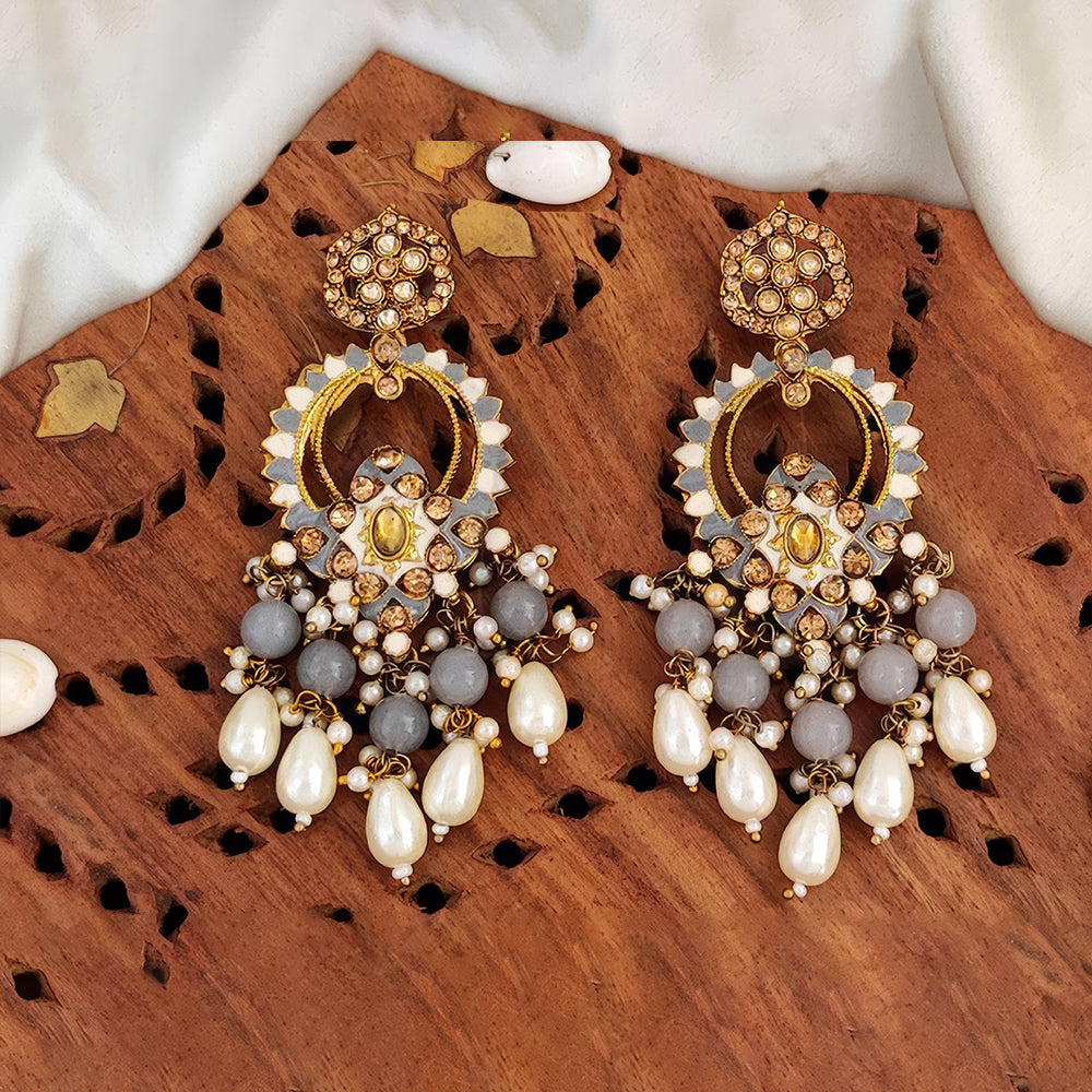 JS Fashion Designer Mehendi Polish Antique Earrings – Fancy Traditional Party Wear Jewelry for Women | Grocsy