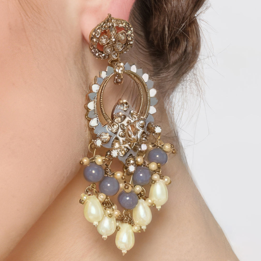 JS Fashion Designer Mehendi Polish Antique Earrings – Fancy Traditional Party Wear Jewelry for Women | Grocsy
