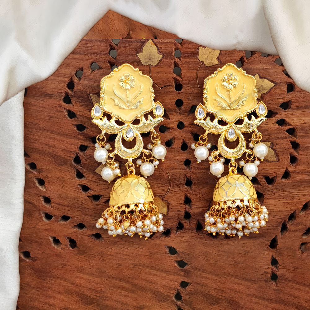JS Fashion Antique High Gold Jhumka Earrings – Elegant Party Wear Traditional Jewelry for Women | Grocsy