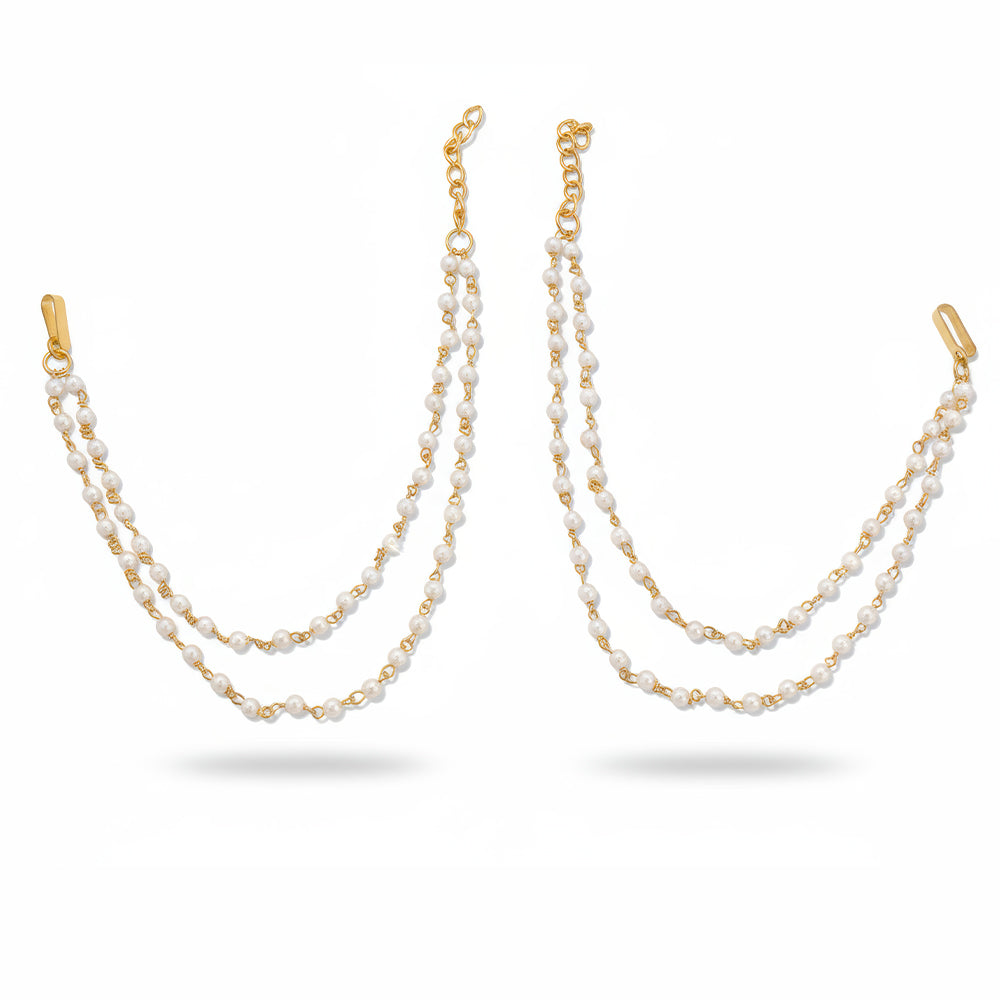 JS Fashion Traditional Double-Line Kaan Chain with Pearls for Women | Grocsy