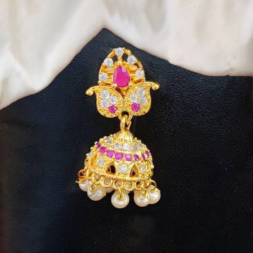 JS Fashion American Diamond Kemp Jhumka Earrings – Full Stone Traditional South Indian Style | Grocsy