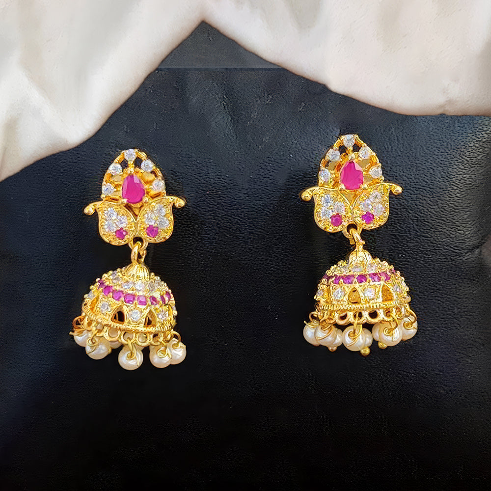 JS Fashion American Diamond Kemp Jhumka Earrings – Full Stone Traditional South Indian Style | Grocsy