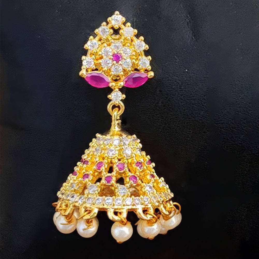 JS Fashion Short Jhumka Earrings with Full American Diamond Stone – Elegant Party Wear Design | Grocsy