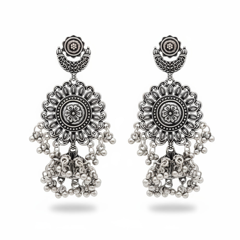 JS Fashion Designer Beautiful Oxidised Silver Earrings for Women & Girls | Grocsy