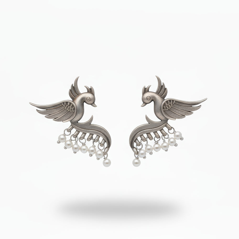 JS Fashion Beautiful Designer Oxidized Silver Earrings for Women | Grocsy