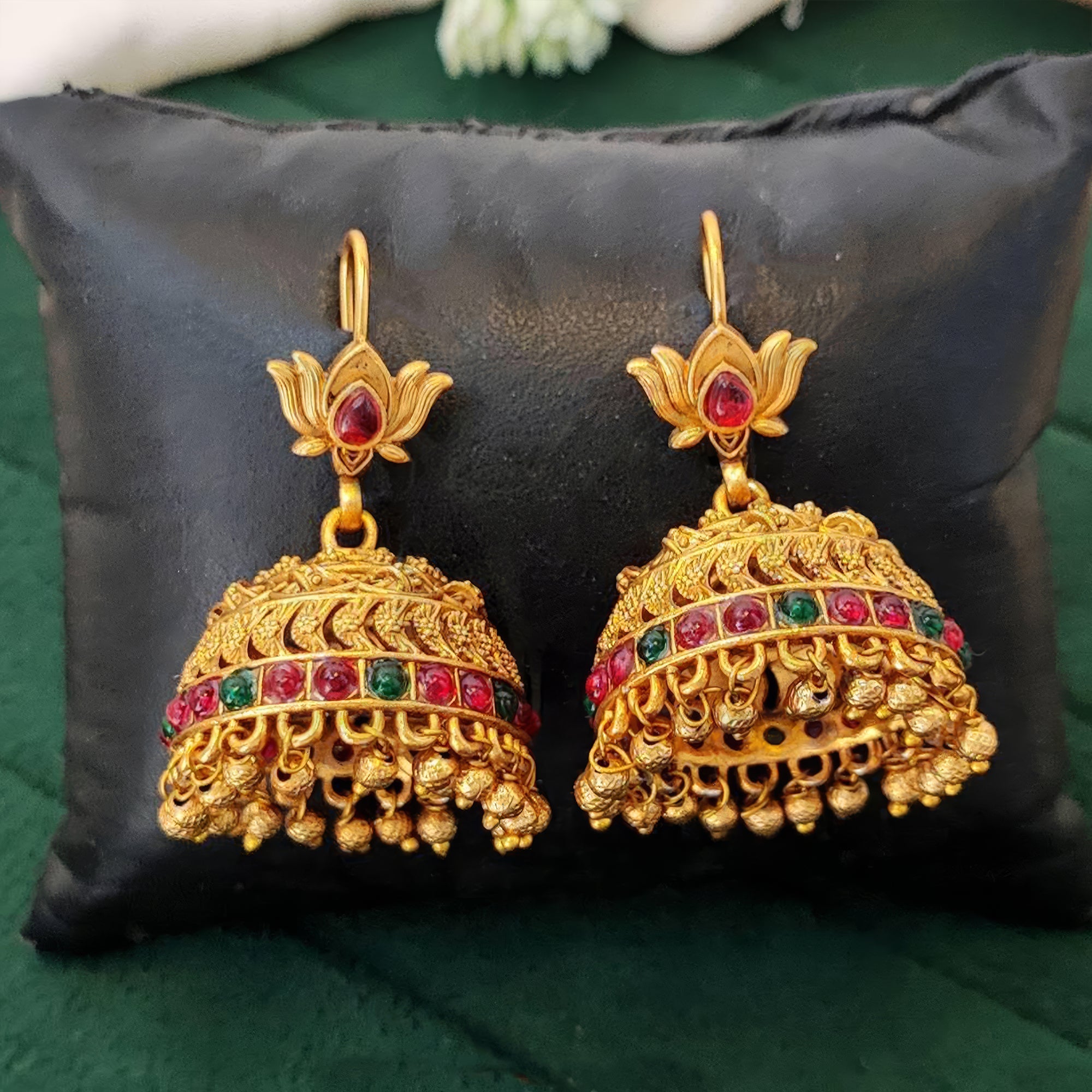 JS Fashion Antique Rajwadi Lotus Top Designer Jhumka Earrings for Women & Girls | Grocsy