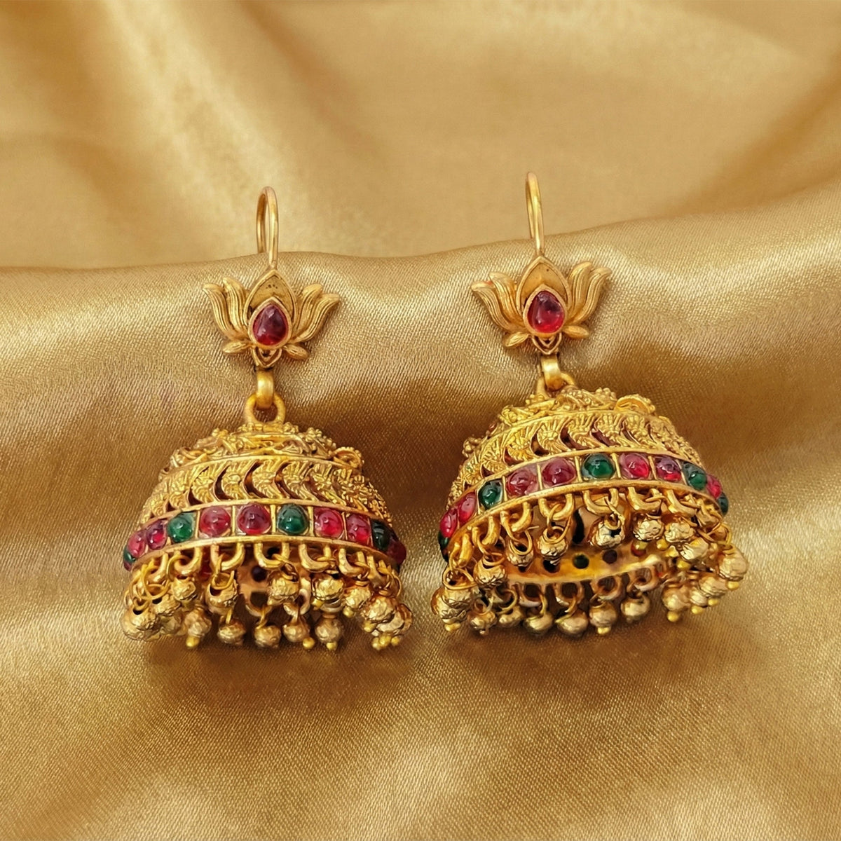JS Fashion Antique Rajwadi Lotus Top Designer Jhumka Earrings for Women & Girls | Grocsy