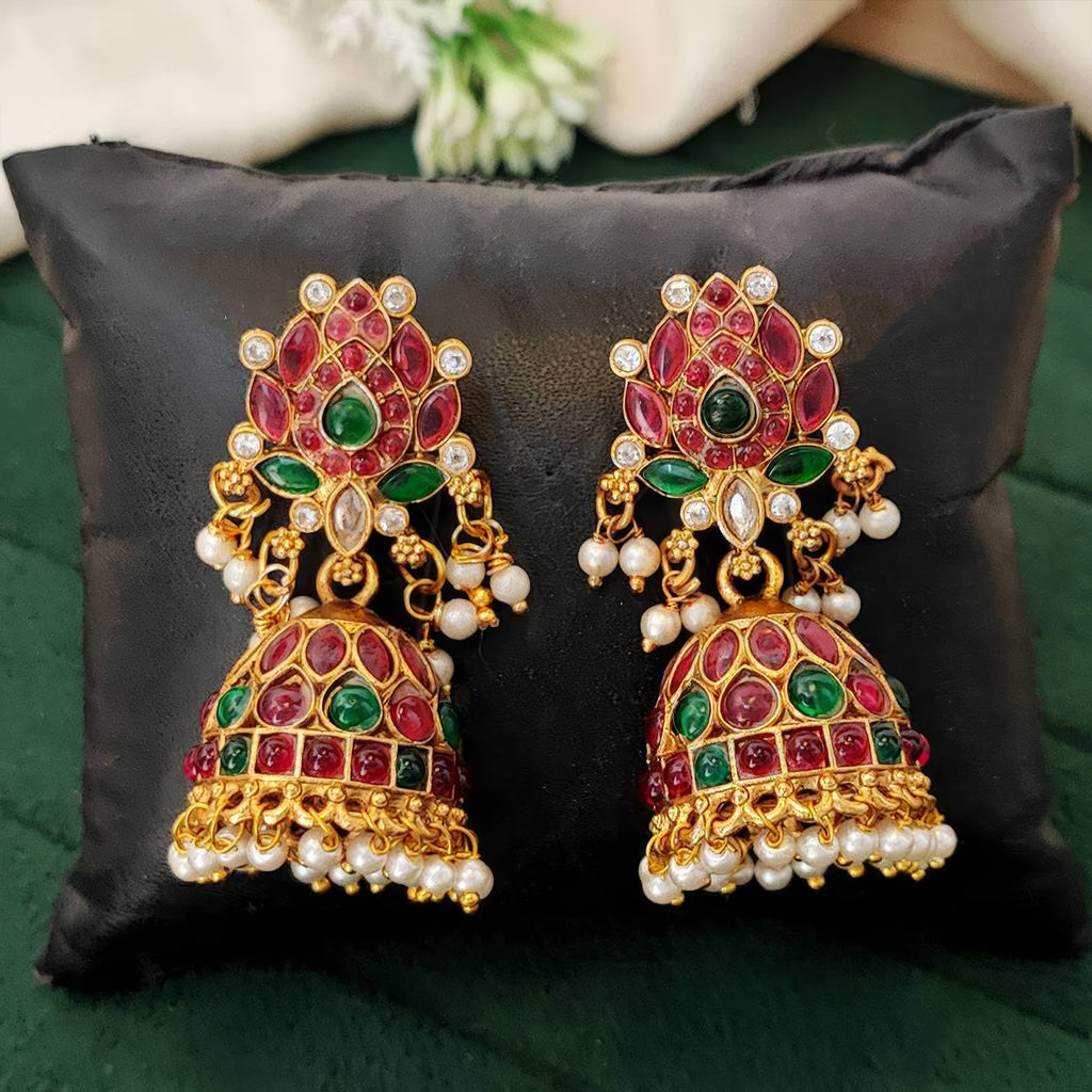 JS Fashion Traditional Rajwadi Lotus Design Jhumka Earrings for Women & Girls | Grocsy