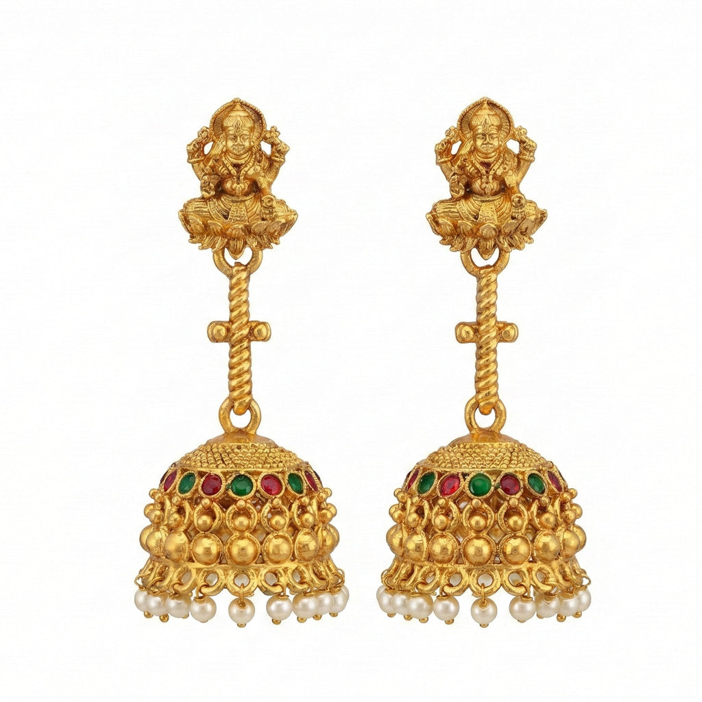JS Fashion Traditional Rajwadi Gold Temple Jhumkas for Women & Girls | Grocsy