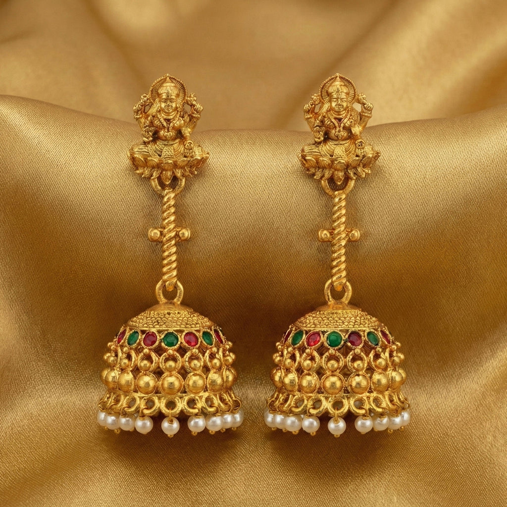 JS Fashion Traditional Rajwadi Gold Temple Jhumkas for Women & Girls | Grocsy