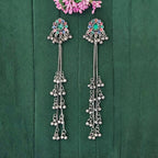 JS Fashion Boho Oxidized Long Earrings with Color Stones for Women & Girls | Grocsy