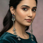 JS Fashion Traditional Long Oxidized Earrings with Ghungroo for Women & Girls | Grocsy