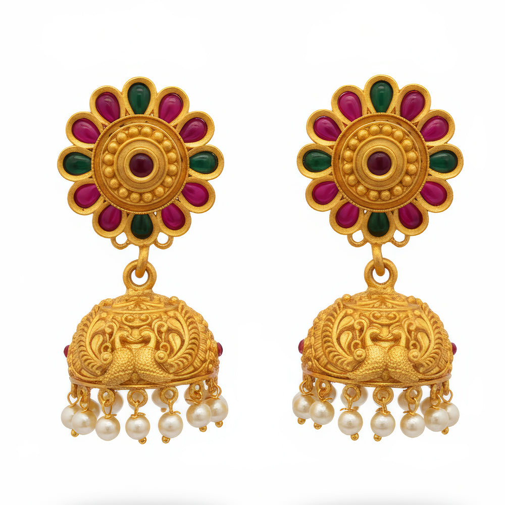JS Fashion Reverse Stone Jhumki Earrings for Women | Grocsy