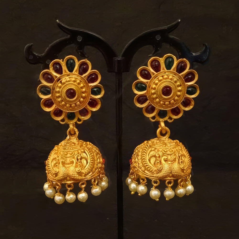 JS Fashion Reverse Stone Jhumki Earrings for Women | Grocsy