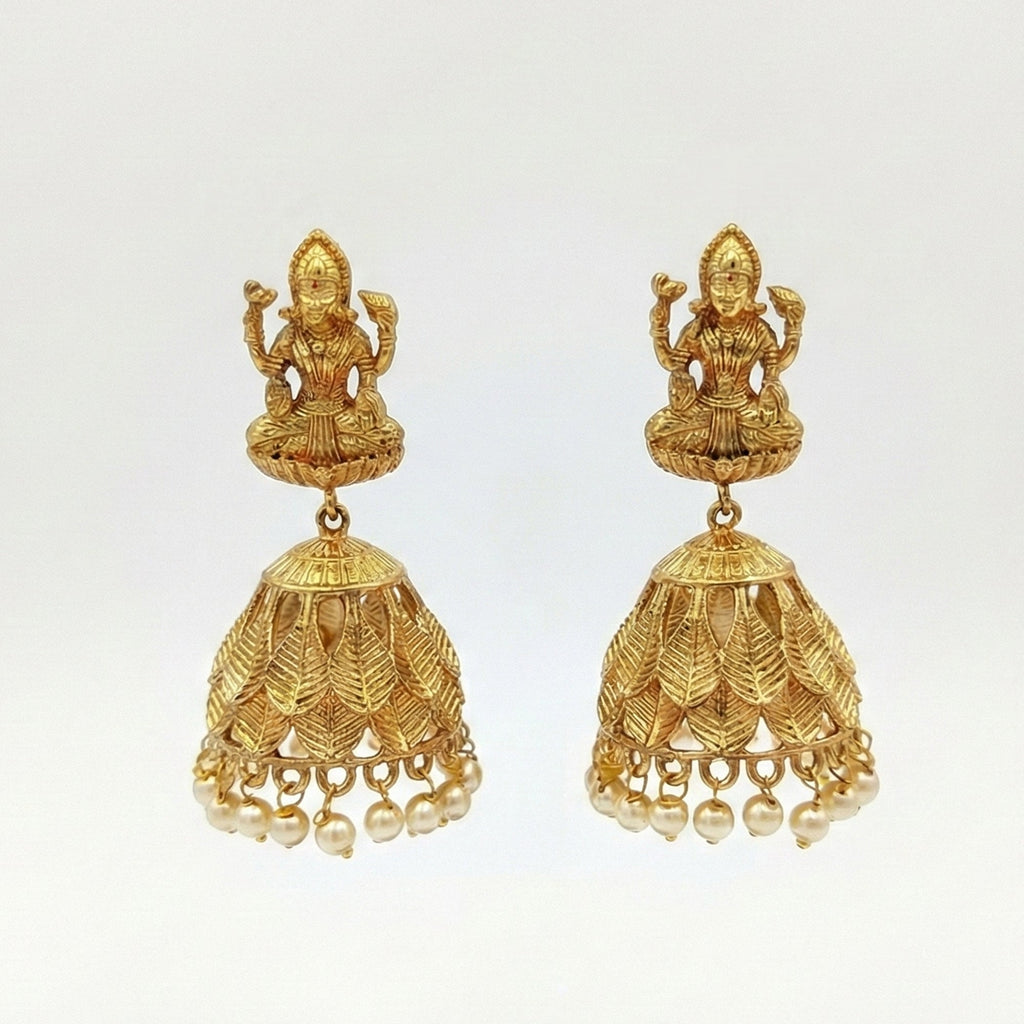 JS Fashion God Laxmi Leaf Jhumka Temple Earrings for Women & Girls | Grocsy