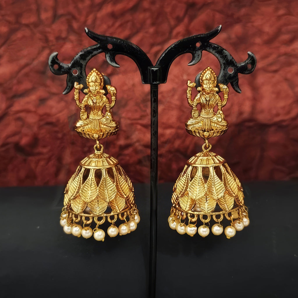 JS Fashion God Laxmi Leaf Jhumka Temple Earrings for Women & Girls | Grocsy