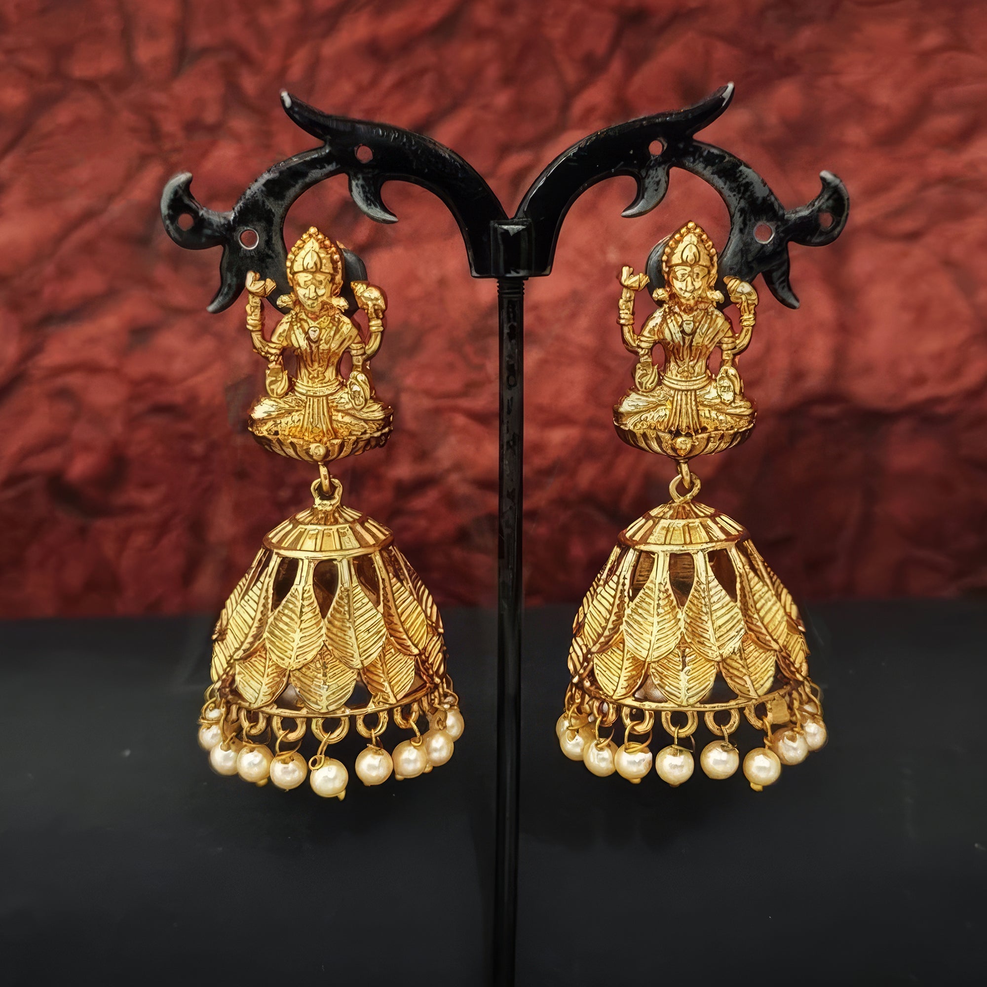 JS Fashion God Laxmi Leaf Jhumka Temple Earrings for Women & Girls | Grocsy