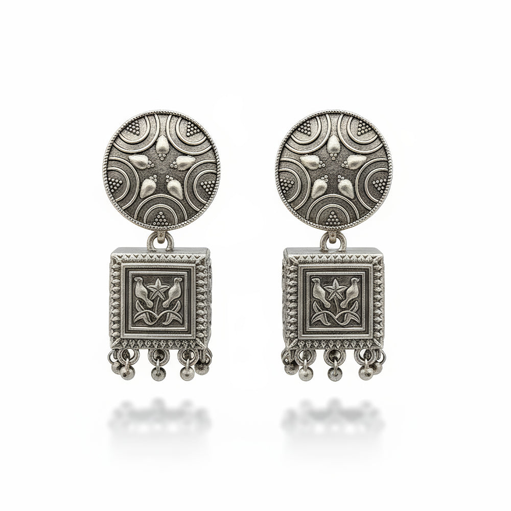 JS Fashion Traditional Trendy Oxidized Silver Polish Designer Earrings for Women & Girls | Grocsy