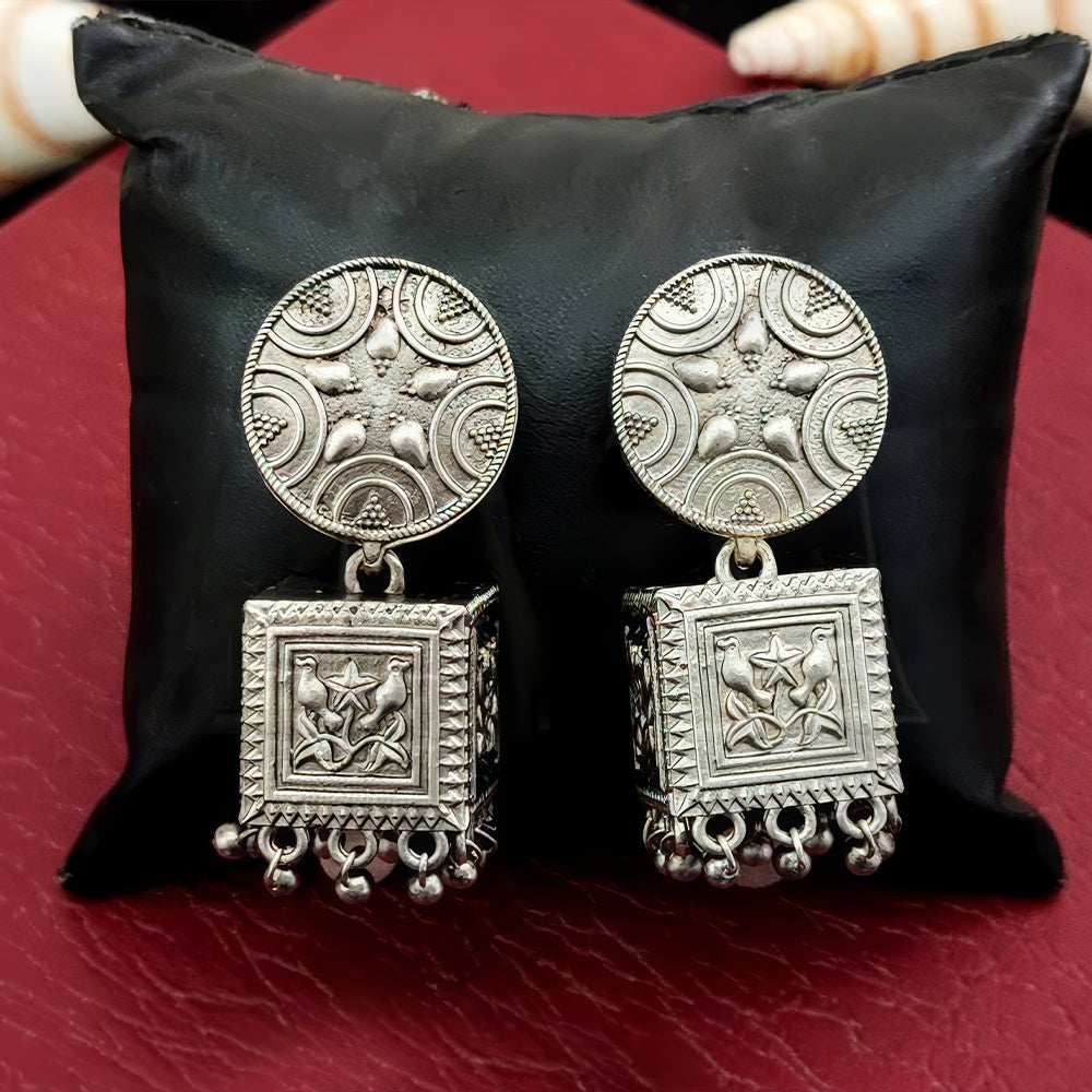 JS Fashion Traditional Trendy Oxidized Silver Polish Designer Earrings for Women & Girls | Grocsy