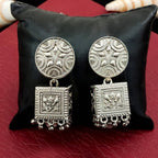 JS Fashion Traditional Trendy Oxidized Silver Polish Designer Earrings for Women & Girls | Grocsy