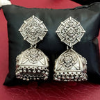 JS Fashion Beautiful Oxidised Silver Plated Jhumka Earrings for Women & Girls | Grocsy