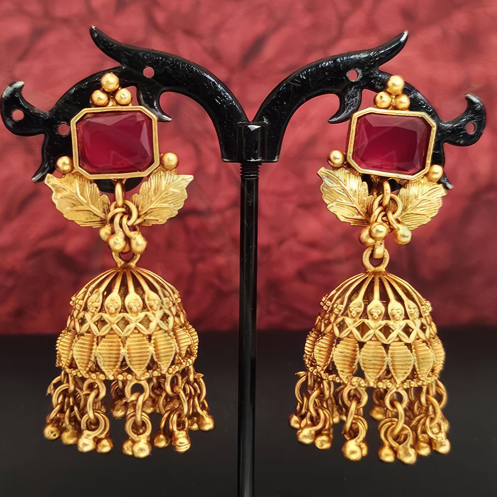 JS Fashion Matte Gold Polish Designer Jhumka Earrings for Women | Grocsy
