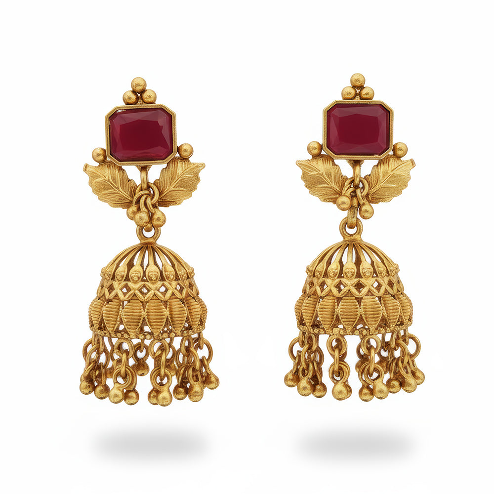 JS Fashion Matte Gold Polish Designer Jhumka Earrings for Women | Grocsy