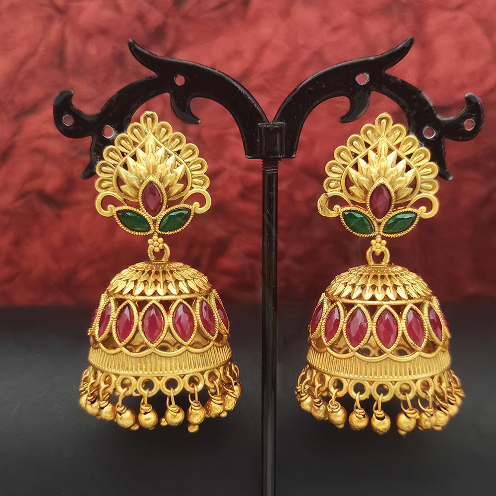 JS Fashion Matte Gold Designer Jhumka Earrings – Fancy Party Wear Traditional Jewelry for Women | Grocsy
