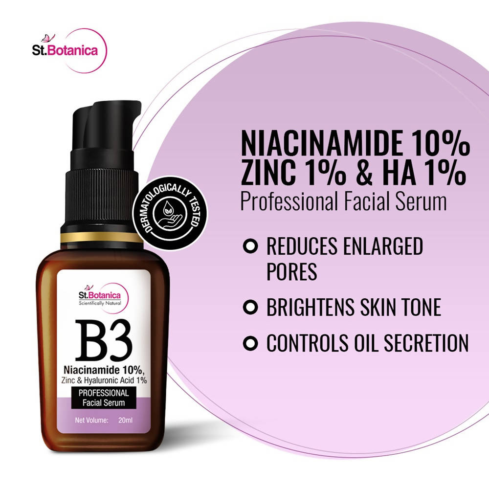St.Botanica B3 Niacinamide, Zinc & Hyaluronic Acid Professional Facial Serum | Grocsy
