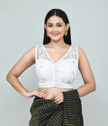 Joban Fashion Women's White Embroidered Stitched Blouse | Grocsy