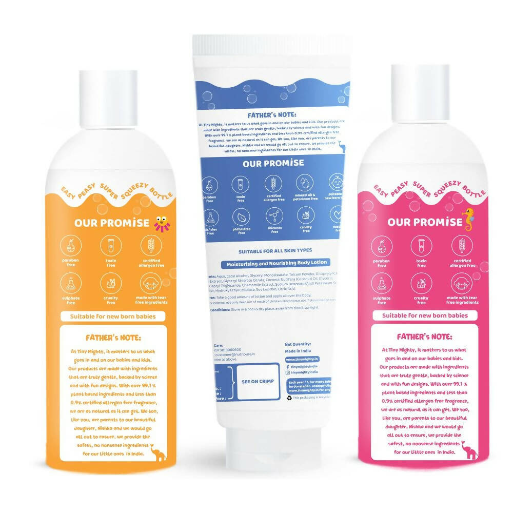 Tiny Mighty Baby Body Wash, Lotion & Shampoo Combo For Sensitive Skin of Kids | Grocsy