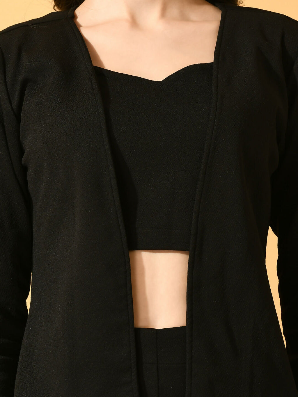 Myshka Women's Black Solid Solid Jacket | Grocsy