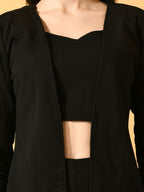 Myshka Women's Black Solid Solid Jacket | Grocsy