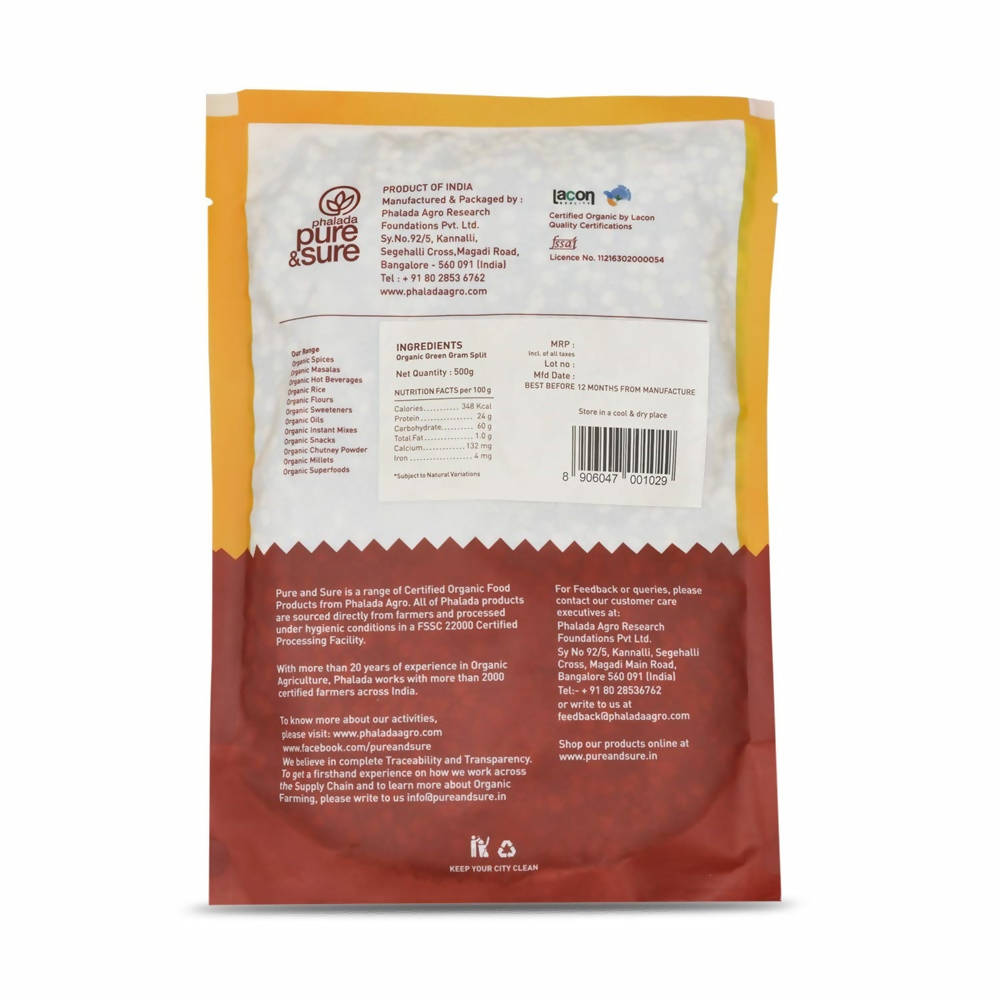 Pure & Sure Green Gram Split Traditional Organic Pulses | Grocsy