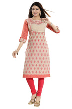 Snehal Creations Flamboyant Tomato And Beige Cotton Printed Tunic | Grocsy