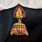 JS Fashion shiv parvati Designer Golden Clustered Pearl High Gold Polish Temple Jhumka Earring | Grocsy
