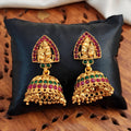 JS Fashion shiv parvati Designer Golden Clustered Pearl High Gold Polish Temple Jhumka Earring | Grocsy