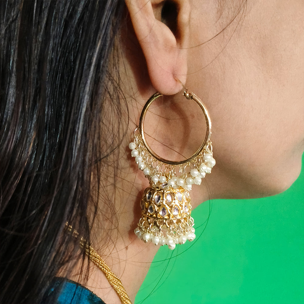 JS Fashion Antique High Gold Polish Earrings Set – Full Stone Fancy Jewelry for Women’s Party & Festive Wear | Grocsy
