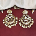JS Fashion Antique Long Earrings with White Stones – Designer Mehendi Polish Fashion Jewelry for Women | Grocsy