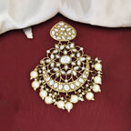 JS Fashion Antique Long Earrings with White Stones – Designer Mehendi Polish Fashion Jewelry for Women | Grocsy