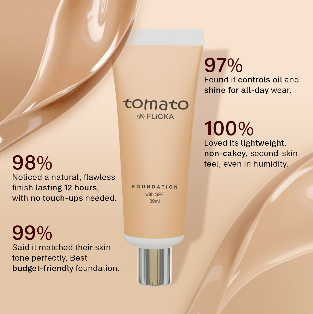 Flicka Cosmetics Tomato Liquid Foundation With Spf Long Lasting Lightweight All Skin Types - Ivory | Grocsy