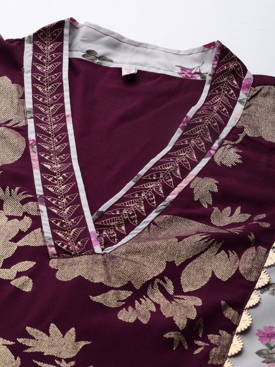 Ahalyaa Womens Beige Crepe Digital Printed Kurta Palazzo Set | Grocsy