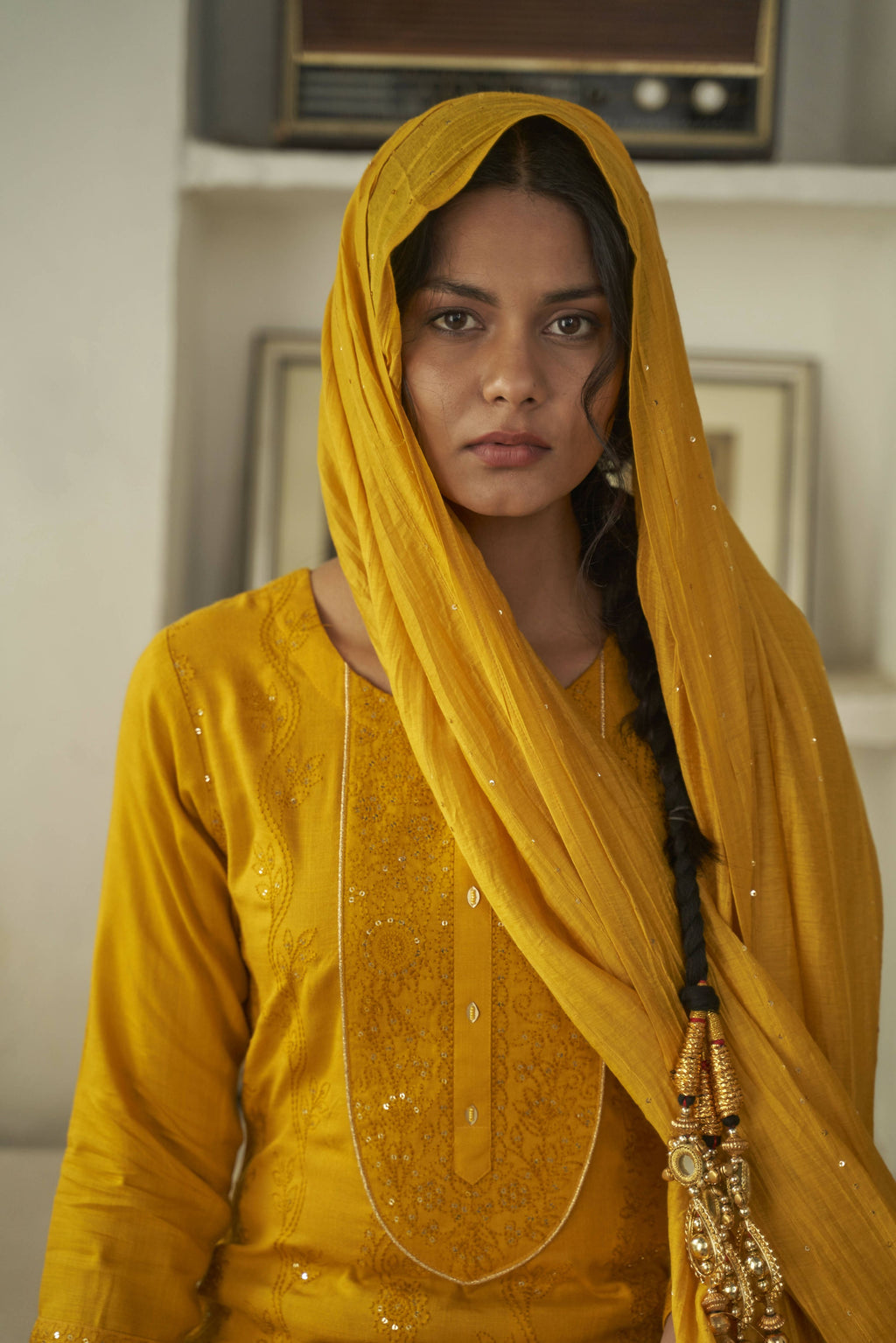 Mustard Rayon Sequence Embroidery work Straight kurta with Pant & Dupatta - Akashara | Grocsy